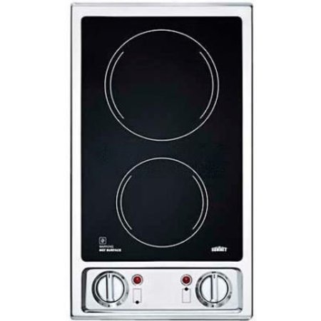 SUMMIT APPLIANCE DIV. Summit-2-Burner Electric Cooktop, Black Ceramic Glass Surface, 120V CR2B120